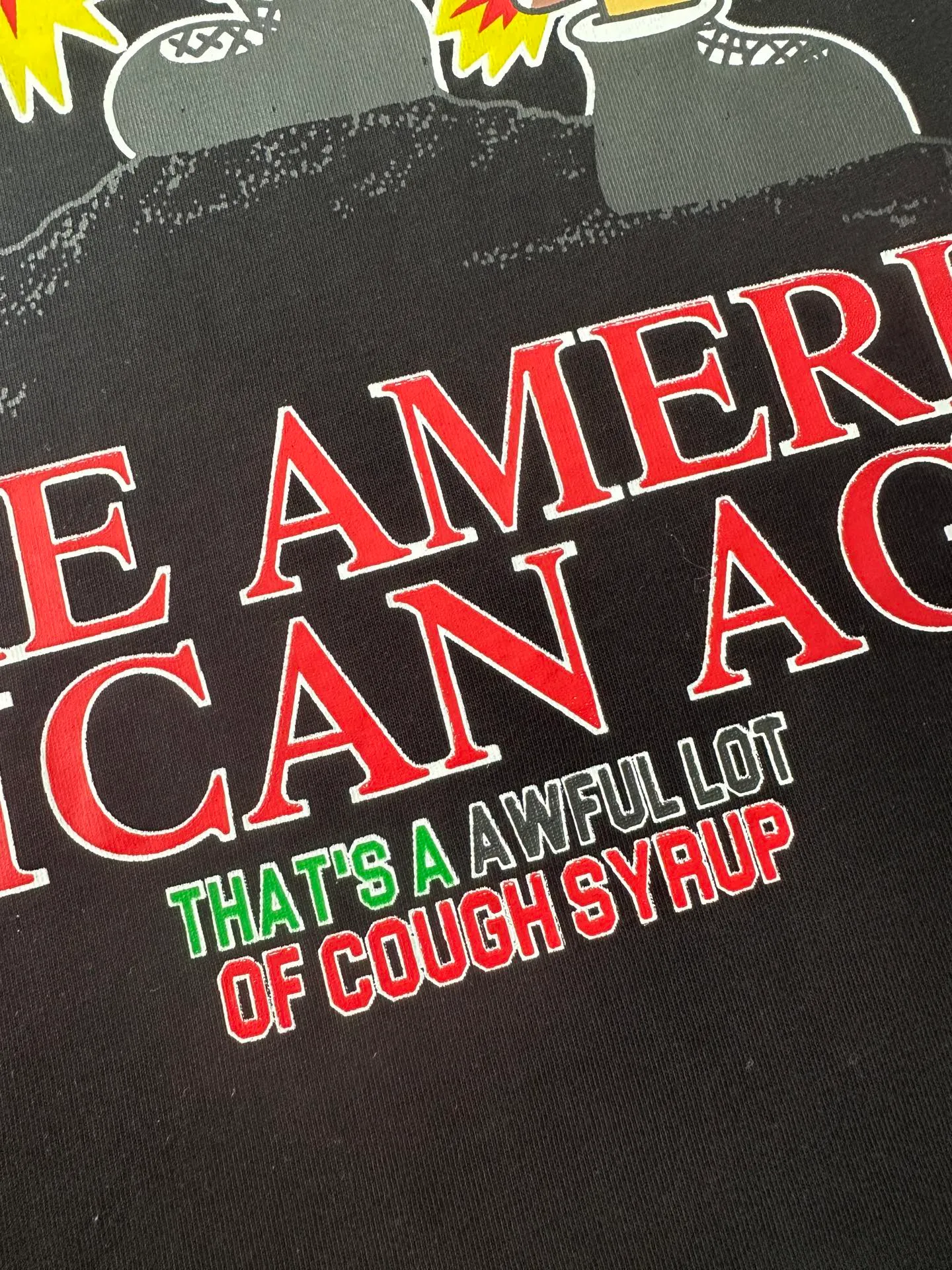 #active Black | THAT'S A AWFUL LOT OF COUGH SYRUP In Stock Real shot American simple trendy brand loose casual T-shirt Fabric (fabric): 32 counts Weight combed double yarn pure cotton Sizes (size): S-M L X L Color (colour): Active Black